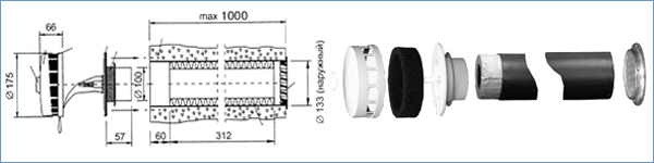 Конструкция и размеры приточного клапана КИВ